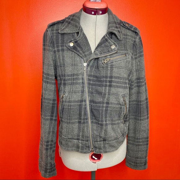 American Eagle Outfitters Jackets & Blazers - AE American Eagle Plaid Moto Jacket